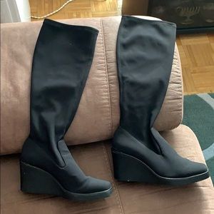 Donald J. Pliner Black Wedge Boots